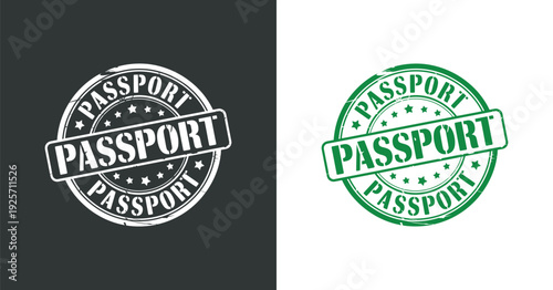 Passport Stamp Seals Isolated on Black and White Background Travel Document Approval