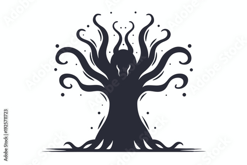 Creepy Alien Organism Silhouette Vector Art for Halloween and Scary Decorations