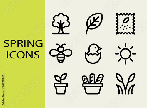 spring vector icons set