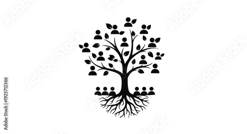family tree roots and leaves people illustration