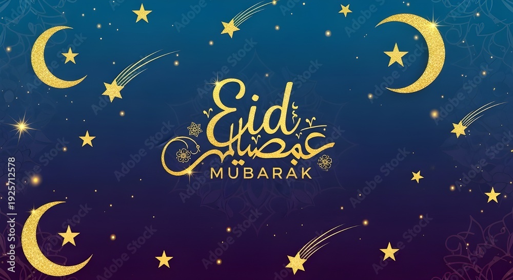 Fototapeta premium Eid mubarak invitation benner with vector illustration and arabic lantern 