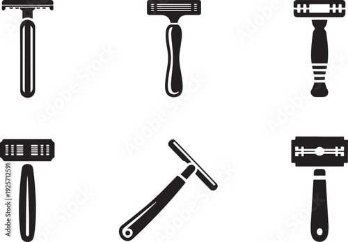 Collection of Vintage and Modern Razors Icons