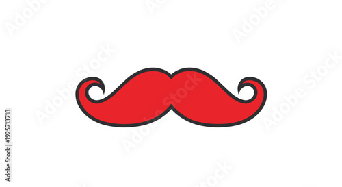 A bright red cartoon mustache with curled ends