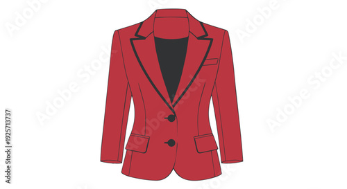 Red womens blazer with black accents