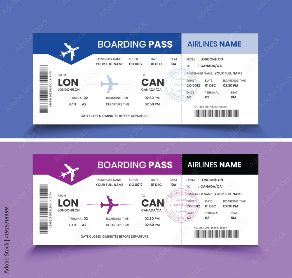 Obraz premium boarding pass design concept template design