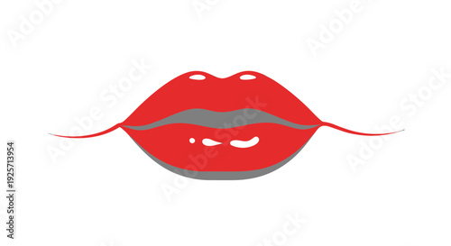 A closeup illustration of red lips with a gray lip liner