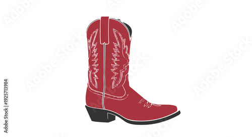 Quadro su tela Vibrant pink cowboy boot with white stitching