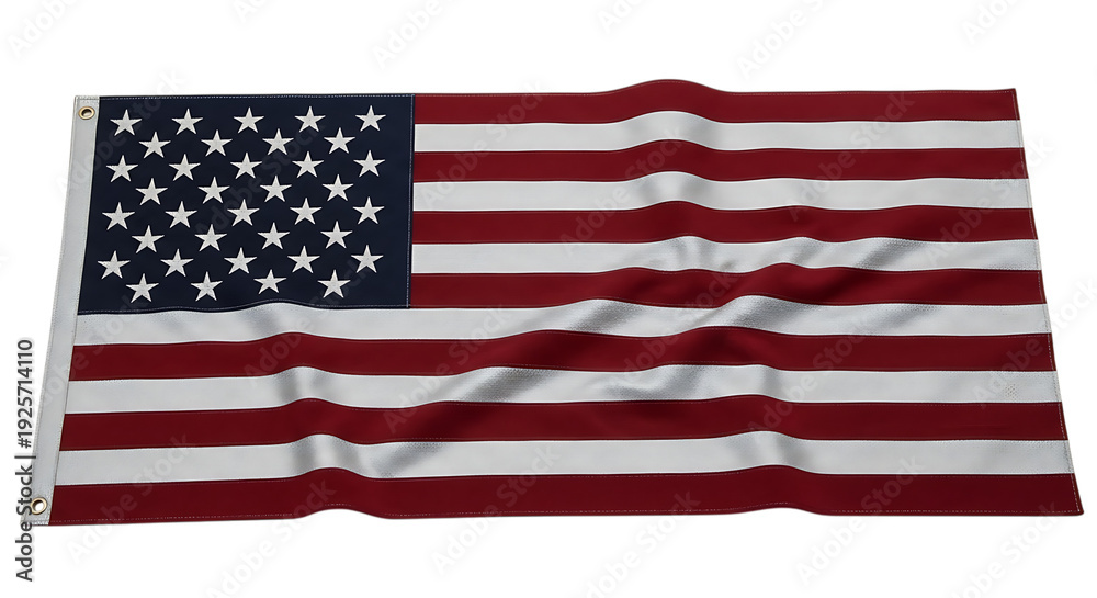 Fototapeta premium A tattered and torn american flag waving in the wind on a flagpole