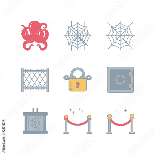 Flat Vector Icons for Market Monopoly Power and Corporate Dominance