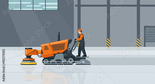 Industrial Floor Polishing Machine In Operation