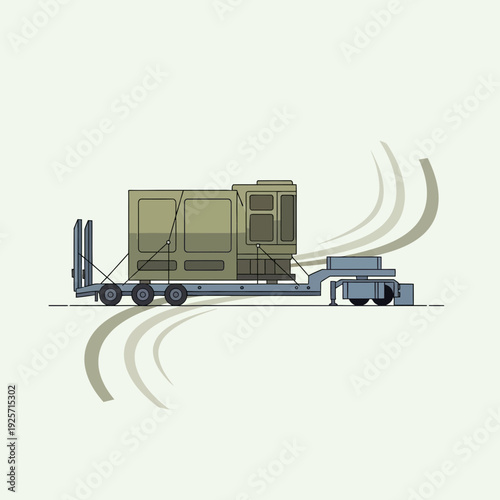 Industrial Generator Transported Securely On Specialized Trailer For Delivery