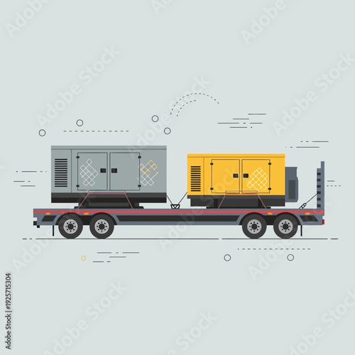 Industrial Generators Being Transported On A Flatbed Truck For Delivery
