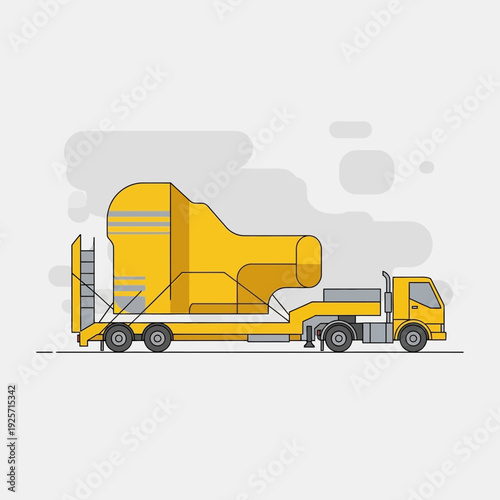 Industrial Giant Transported On Specialized Lowboy Truck