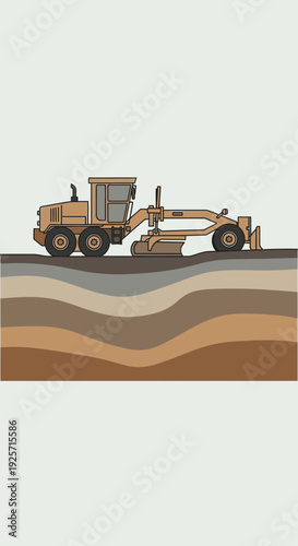 Industrial Grader Machine Smoothing Earth Layers For Construction Project