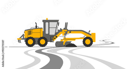 Industrial Grader Machine Smooths Road Surface