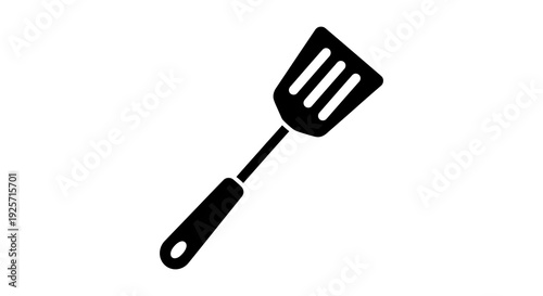 Simple black silhouette of a kitchen spatula on a white background