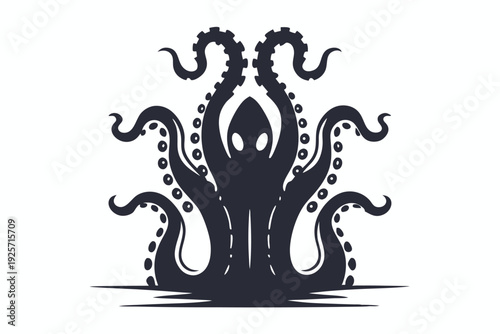 Abstract Alien Tentacle Beast Silhouette for Modern Horror Graphic Art