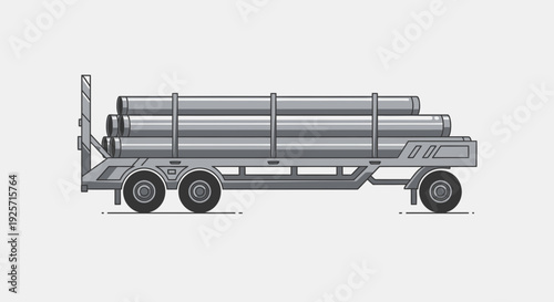 Industrial Haulage Trailer Carrying Metal Pipes