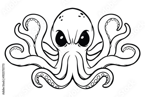 Dark Fantasy Alien Monster Silhouette with Intricate Tentacle Patterns