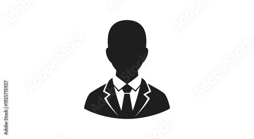 Silhouette of a man in a suit and tie facing forward