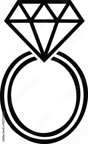 Golden diamond engagement ring illustration