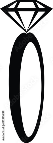 Golden diamond engagement ring illustration