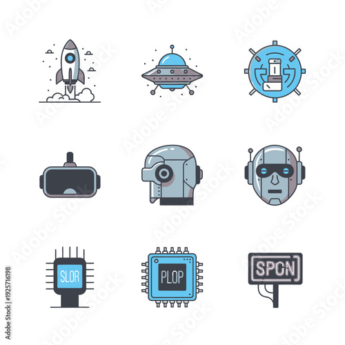 Flat Vector Icons for Tech Startup Valuation and Entrepreneurial Finance