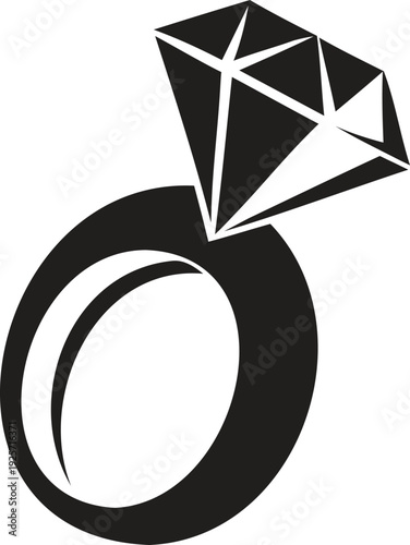 Golden diamond engagement ring illustration