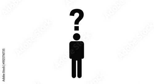 A simple black figure with a question mark above silhouette