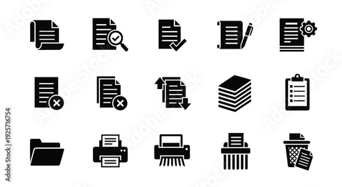 Black document and file icons arranged in a grid silhouette