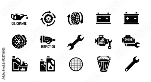 Automotive Service Icons Collection for Car Maintenance.