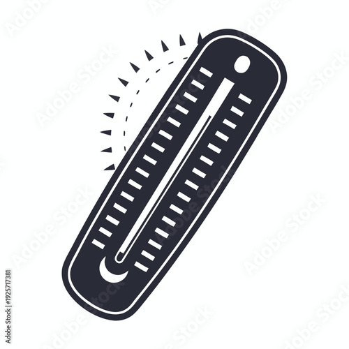 Minimalist Temperature Strip Thermometer Silhouette Graphic for Health and Medical Contexts