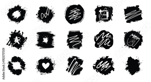 Collection of abstract black brushstrokes and shapes a striking silhouette