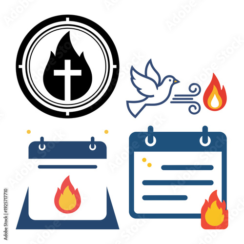 Pentecost Trinity Dove and Sacred Symbol Icon Bundle