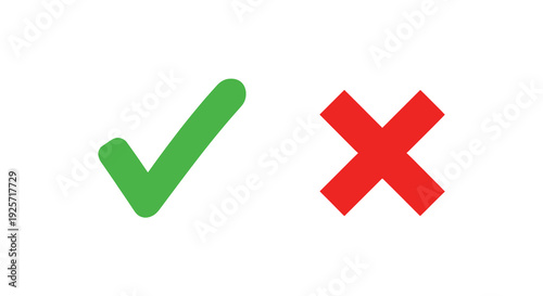 Green checkmark and red cross symbols against a white background silhouette