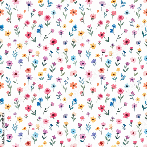 Minimalist Flower Pattern Blending Soft Colors and Organic Shapes