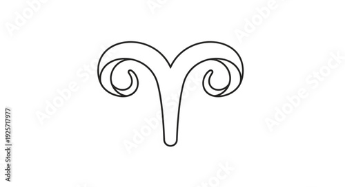 Aries zodiac symbol outline drawing simple clean.