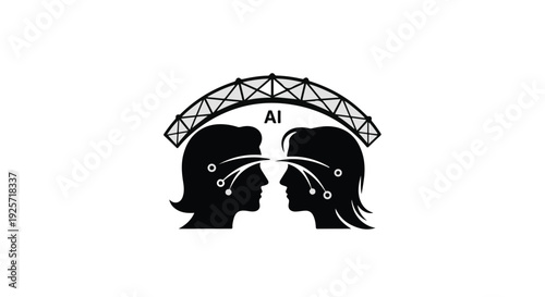 AI technology robotic heads silhouette futuristic design