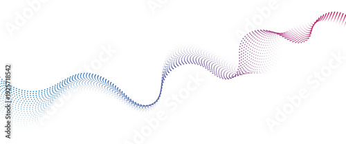 Flowing Dot Wave halftone gradient pattern on transparent background