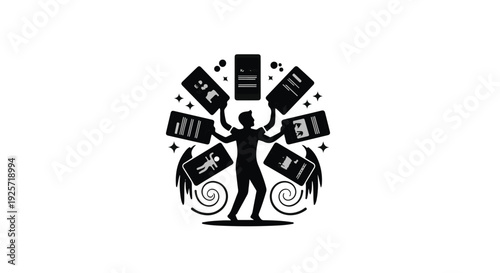 man holding multiple smartphones mobile technology