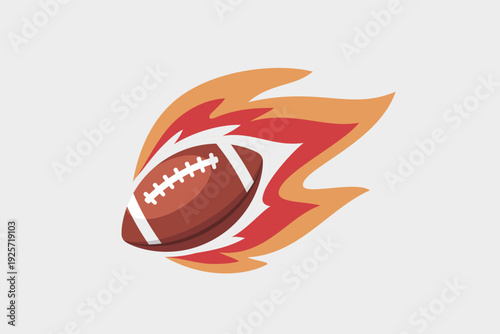 A dynamic football surrounded by flames. Vector illustration.