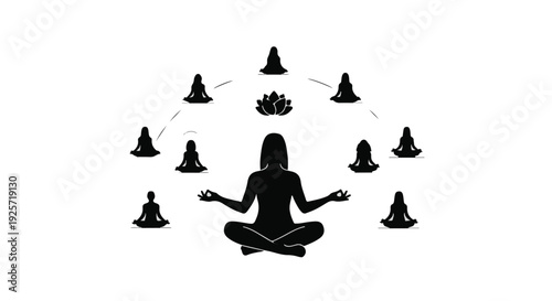 yoga meditation mindfulness concept silhouette