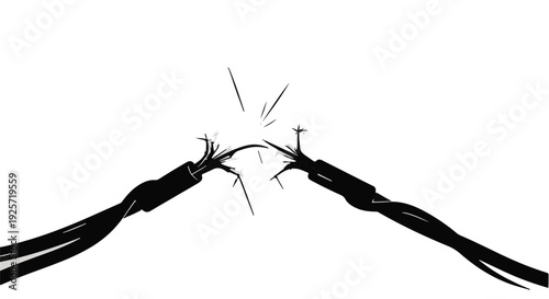 broken black cable, cracked wire, damaged cord