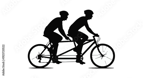 silhouette of two people riding tandem bicycle