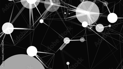 An abstract background with connecting dots and lines. The structure of a network connection. Complex digital connections appear as visualizations of data or neural impulses in motion.