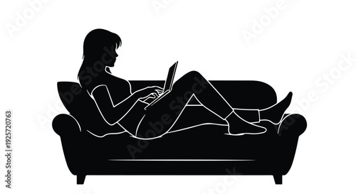 woman relaxing on couch with laptop