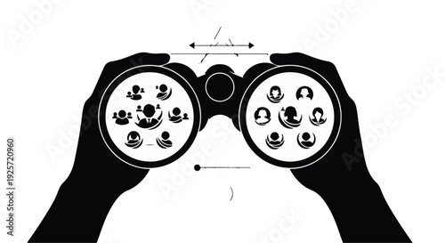 binoculars with multiple eyes on lenses surveillance concept