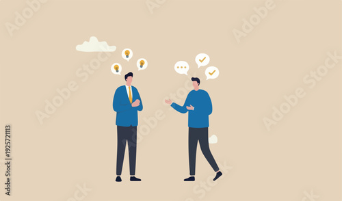 Business consultant, problem solving or work discussion, good listener, mentor and support manager concept, businessman manager listen to customer feedback colleague talking and help solve problem