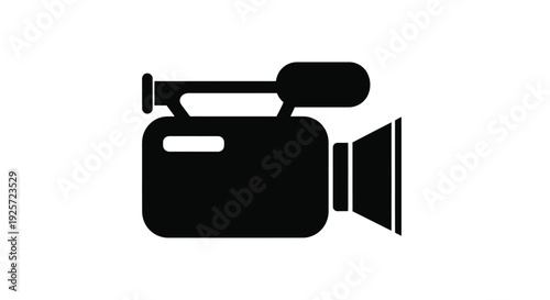 Simple black silhouette of a vintage camcorder recording device