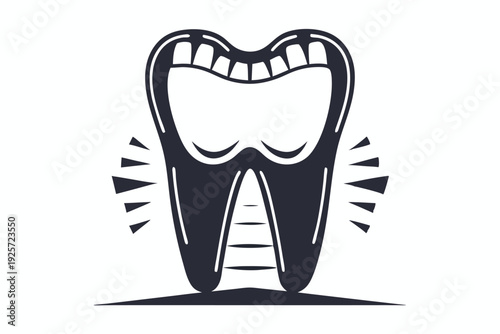 Elegant tooth silhouette symbol for cosmetic dentistry and professional teeth whitening services